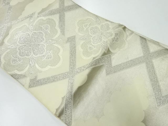 アンティーク　花に雲模様織出し袋帯（材料）